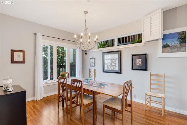 724 NW Westover Cir, Portland, OR 97210 - dining area with light wood finished floors, a chandelier, and baseboards