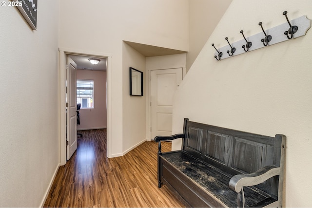 13012 NE 115th St, Vancouver, WA 98682 - hall with wood finished floors, baseboards, and a towering ceiling