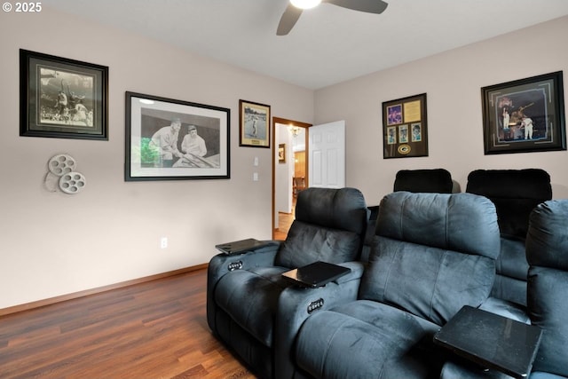5030 Heceta Park Way, Florence, OR 97439 - home theater with wood finished floors and ceiling fan