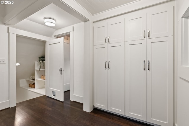 interior space featuring dark wood-type flooring