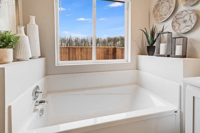 bathroom featuring a garden tub