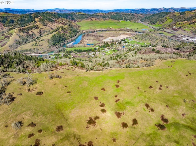 drone / aerial view with a mountain view