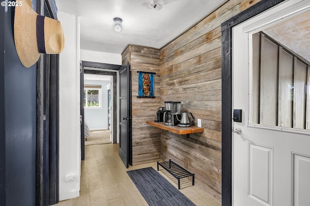 225 N Dubois Rd, Ariel, WA 98603 - corridor featuring wooden walls, baseboards, and wood finished floors