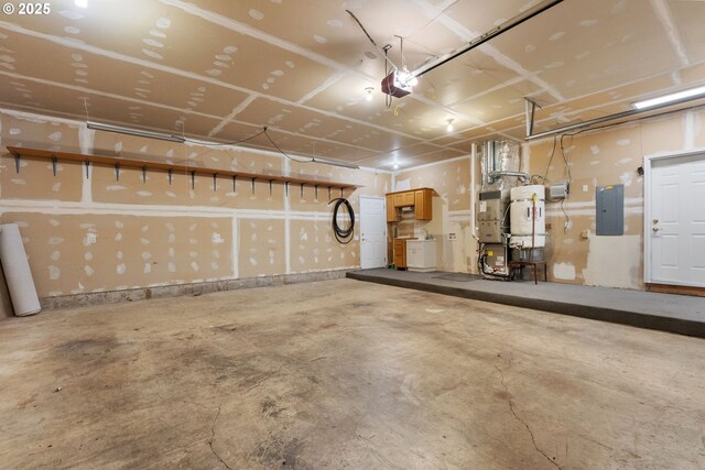 1225 NE 3rd Ave, Hillsboro, OR 97124 - garage with a garage door opener, electric panel, secured water heater, and heating unit
