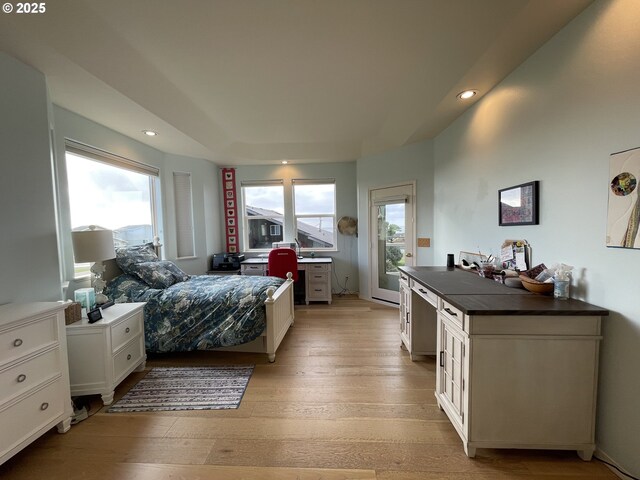 bedroom featuring light wood-type flooring