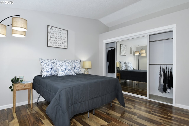 18294 SW Bergs Ct, Beaverton, OR 97003 - bedroom with lofted ceiling, wood finished floors, baseboards, and a closet