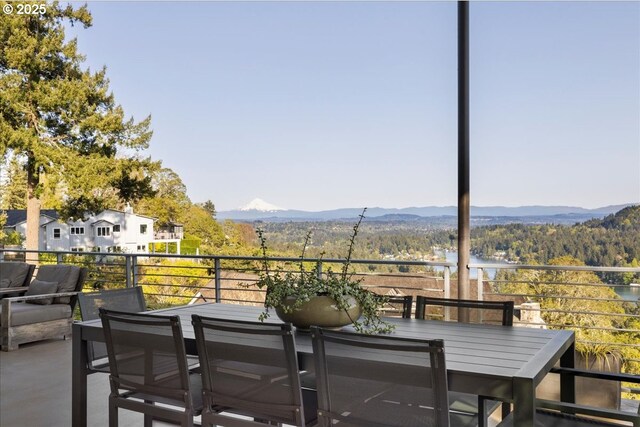 1900 Crest Dr, Lake Oswego, OR 97034 - balcony with outdoor dining space and a mountain view