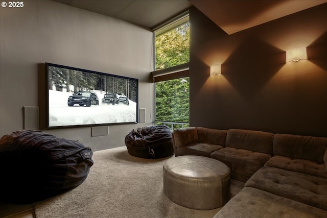 1900 Crest Dr, Lake Oswego, OR 97034 - carpeted home theater with a high ceiling