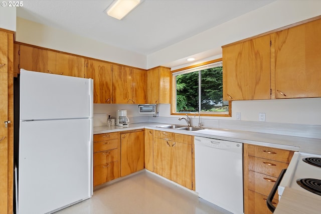 3621 NE 10th St, Otis, OR 97368 - kitchen with white appliances, a sink, and light countertops