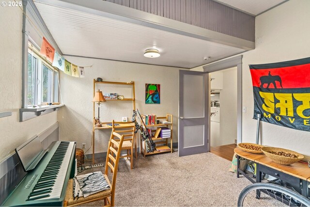 interior space with a textured wall