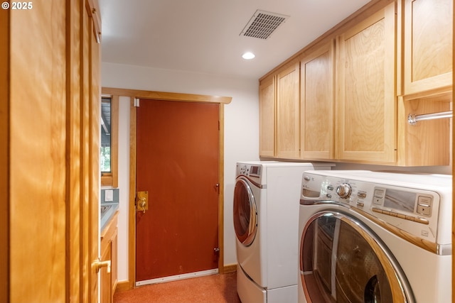 5070 Fox Hollow Rd, Eugene, OR 97405 - laundry area with independent washer and dryer, cabinet space, and recessed lighting