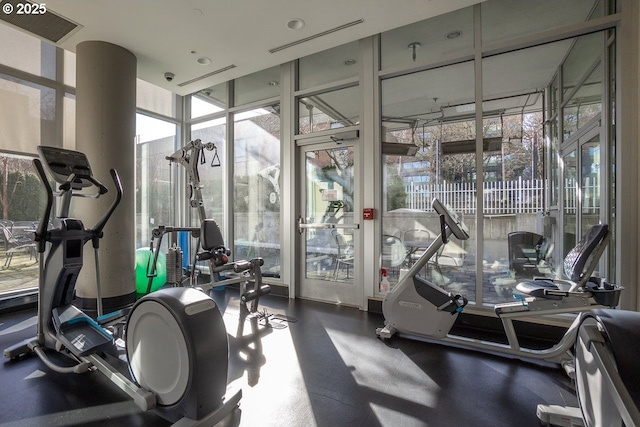 gym featuring expansive windows