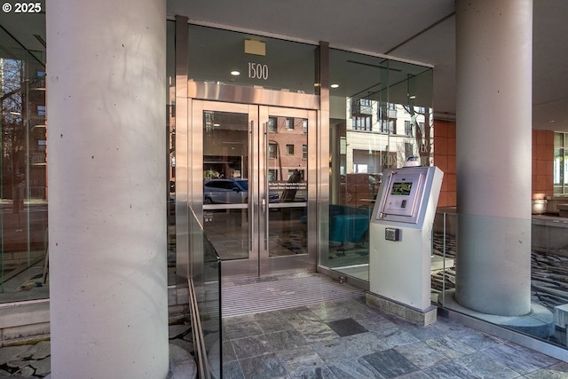 property entrance with french doors