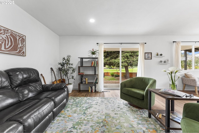 12050 SW King George Dr, King City, OR 97224 - living room featuring wood finished floors and recessed lighting