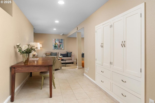 3537 SW Woods St, Portland, OR 97221 - office with recessed lighting, light tile patterned flooring, and baseboards
