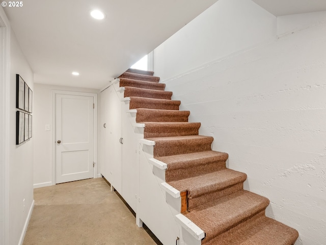 3556 NE Alberta Ct, Portland, OR 97211 - stairs with recessed lighting, baseboards, and carpet floors