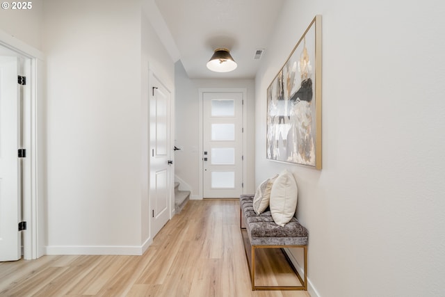 143 W 20th Way, La Center, WA 98629 - doorway with light wood-style floors and stairs