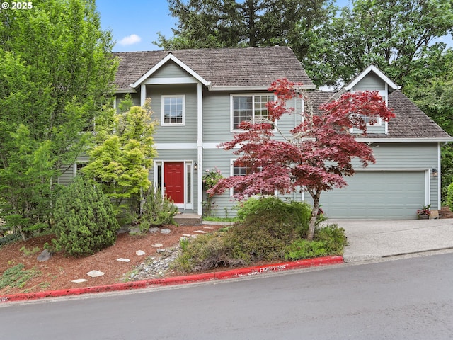 view of front facade with a garage