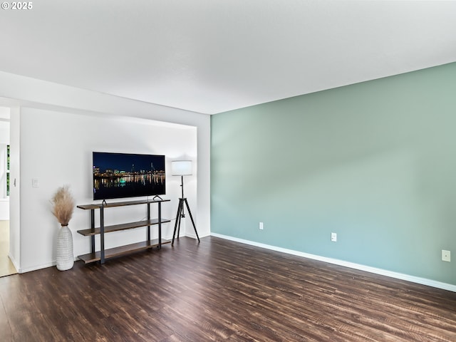 living room with dark hardwood / wood-style floors