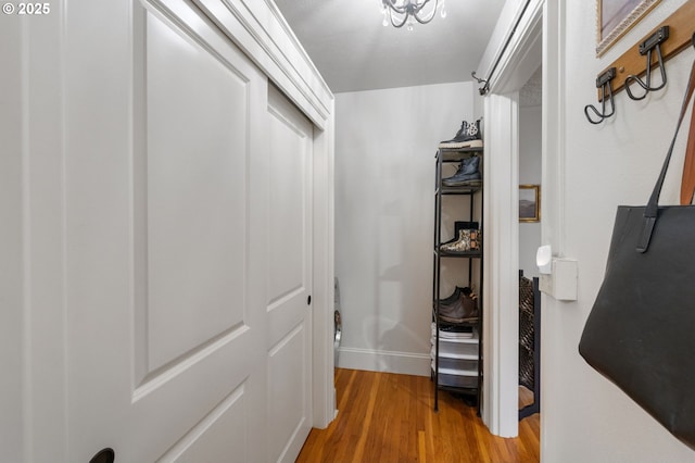 hall with wood-type flooring