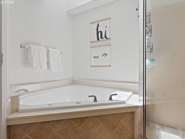 12130 NE Fremont St Unit 4, Portland, OR 97220 - full bathroom featuring a bath, a stall shower, and tile patterned flooring