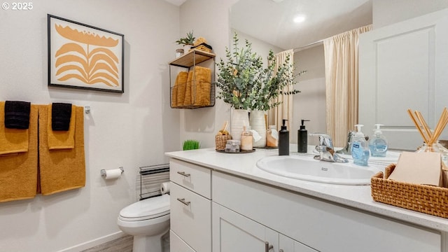 262 Greencrest St, Salem, OR 97301 - bathroom featuring vanity, wood finished floors, and a shower with shower curtain