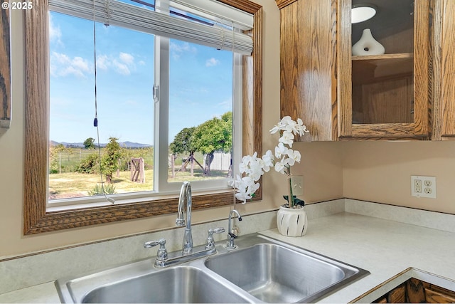 4750 SW 3rd St, Corvallis, OR 97333 - kitchen view of a sink, light countertops, and a mountain view