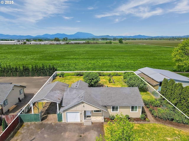 4750 SW 3rd St, Corvallis, OR 97333 - aerial view of sparsely populated area with a mountainous background and property boundaries highlighted