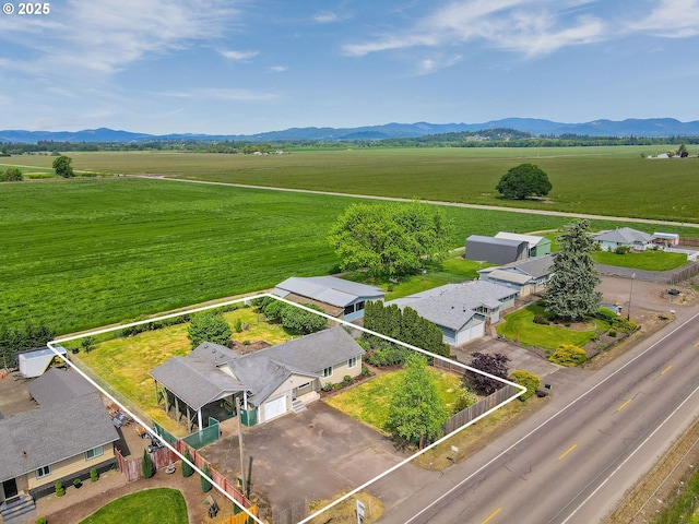 4750 SW 3rd St, Corvallis, OR 97333 - aerial view of sparsely populated area featuring property boundaries highlighted and a mountain backdrop