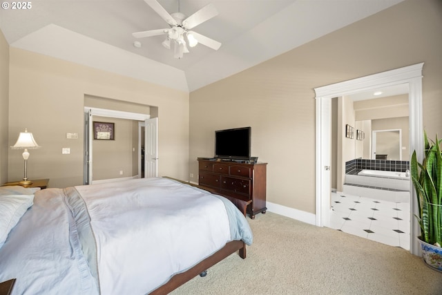 2130 S 26th Ave, Ridgefield, WA 98642 - bedroom featuring carpet flooring, vaulted ceiling, and a ceiling fan