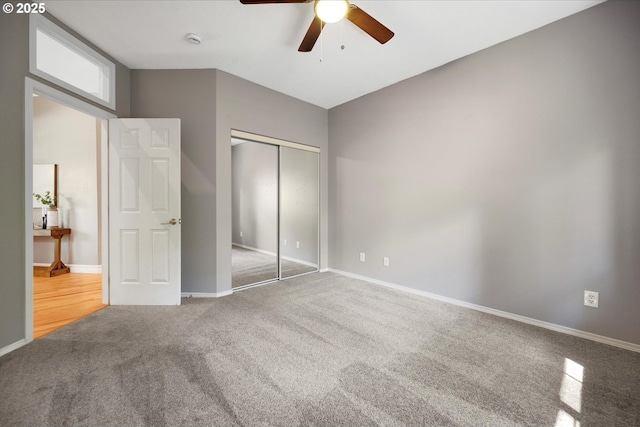 15564 S Neibur Rd, Oregon City, OR 97045 - unfurnished bedroom with carpet flooring, baseboards, ceiling fan, and a closet