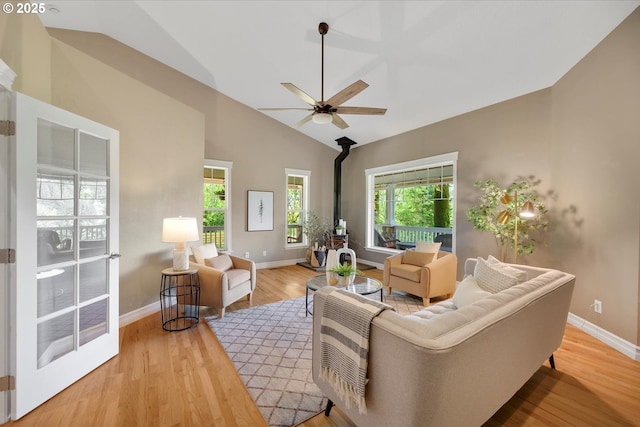 15564 S Neibur Rd, Oregon City, OR 97045 - living area with ceiling fan, plenty of natural light, wood finished floors, and lofted ceiling