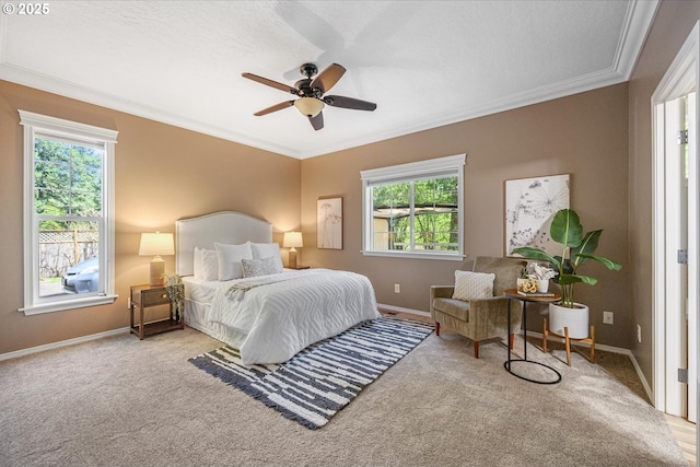 15564 S Neibur Rd, Oregon City, OR 97045 - carpeted bedroom with crown molding, baseboards, and a ceiling fan