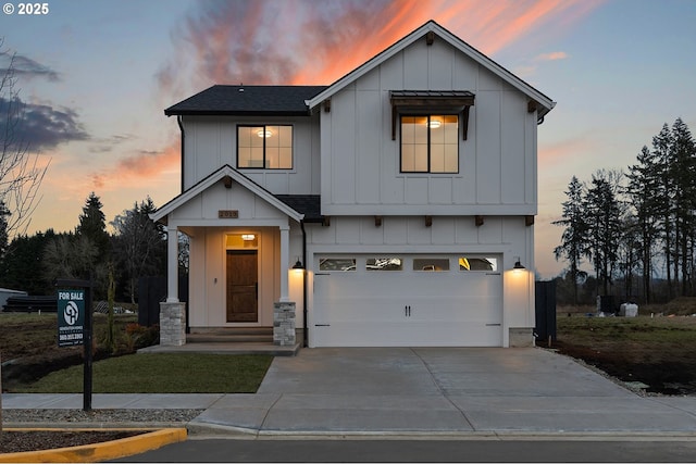 view of front of house with a garage