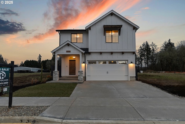 view of front of home with a garage