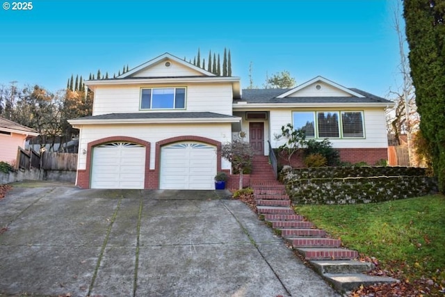 view of front of house with a garage