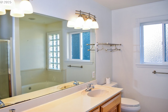 130 Candice Ct, Medford, OR 97504 - full bathroom featuring vanity, separate shower and tub, and toilet