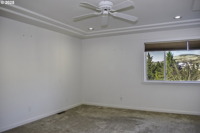 130 Candice Ct, Medford, OR 97504 - carpeted empty room with a raised ceiling and ceiling fan