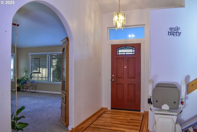 130 Candice Ct, Medford, OR 97504 - entrance foyer with an inviting chandelier and carpet
