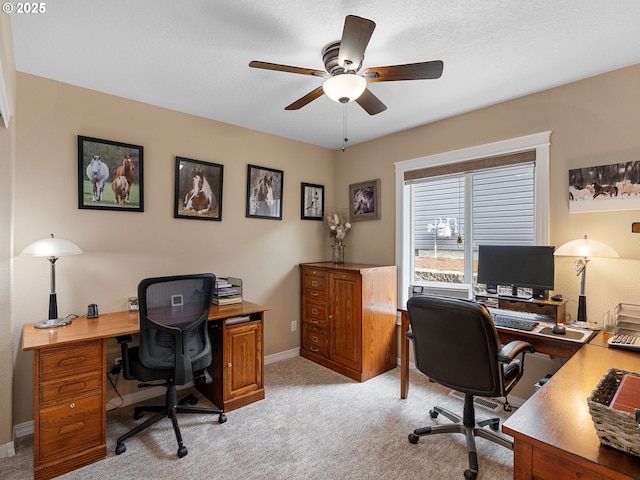 1478 SW 13th St, Dallas, OR 97338 - office with a ceiling fan, light carpet, and baseboards