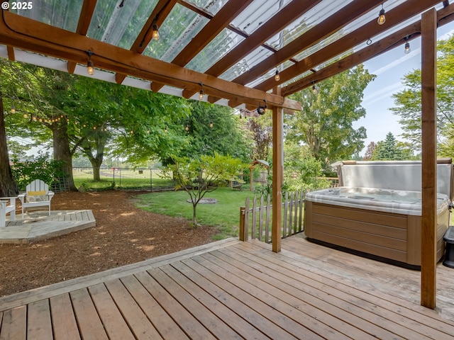 575 SE Centurion Ave, Gresham, OR 97080 - deck with a hot tub, a fenced backyard, and a pergola