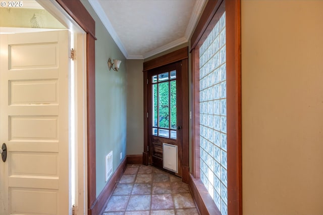 619 S 11th St, Coos Bay, OR 97420 - foyer with crown molding, baseboards, and stone finish floors