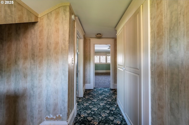 619 S 11th St, Coos Bay, OR 97420 - hallway with baseboards and dark colored carpet