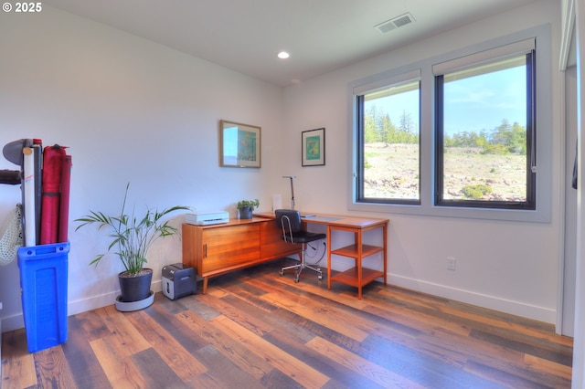 95660 Spirit Ridge Rd, Gold Beach, OR 97444 - office with wood finished floors, baseboards, and recessed lighting