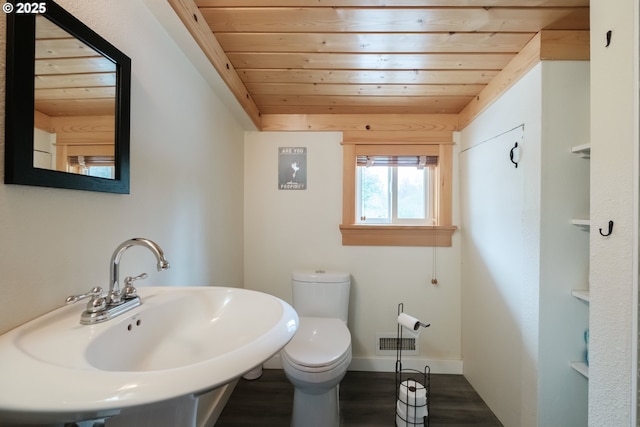 40325 Upper Calapooia Dr, Sweet Home, OR 97386 - half bathroom with wood ceiling and wood finished floors