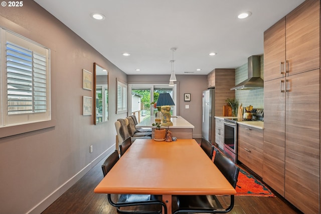 7913 SE Henderson St, Portland, OR 97206 - dining room with dark wood finished floors and recessed lighting