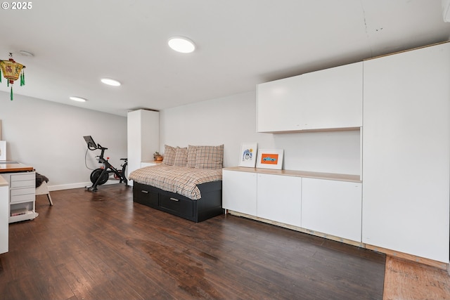 7913 SE Henderson St, Portland, OR 97206 - bedroom with dark wood finished floors and recessed lighting