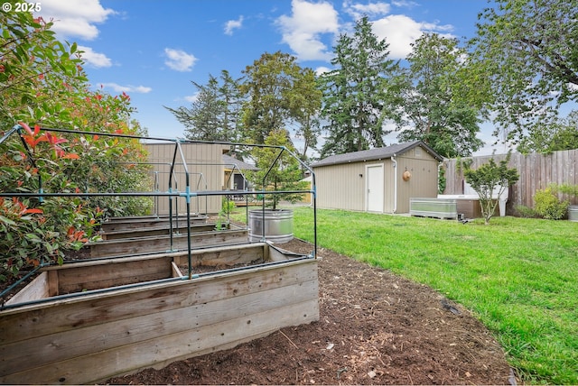 7913 SE Henderson St, Portland, OR 97206 - view of yard featuring a vegetable garden and a shed
