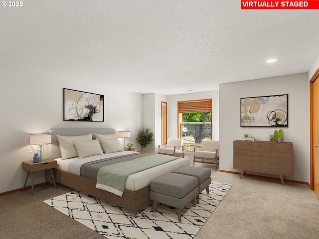 15917 NE Union Rd Unit 103, Ridgefield, WA 98642 - bedroom with light colored carpet, a textured ceiling, and recessed lighting