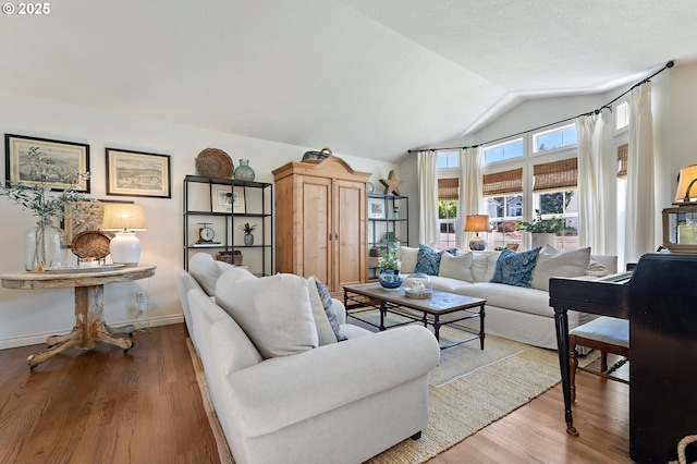 20525 Martin Ct, West Linn, OR 97068 - living room featuring wood finished floors and vaulted ceiling